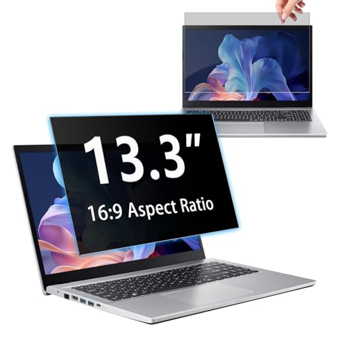 13.3" Privacy Screen Computer for 16:9 Aspect Ratio, 2-Sided Removable Anti-Peeping/Anti-Glare, Blue Light Block, UV Protect, Reduce Strain, Anti-Scratch, Fits 13.3-inch 16:9 Protector Film - size: 13.3inch 16:9