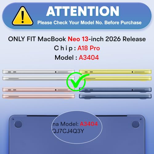 May Chen for MacBook Neo 13 inch Liquid Retina Display ((2026 Release A3404), Slim & Lightweight Protective Case with Screen Protector&Keyboard Cover&Dust Plug, Crystal Indigo - color: Crystal Indigo