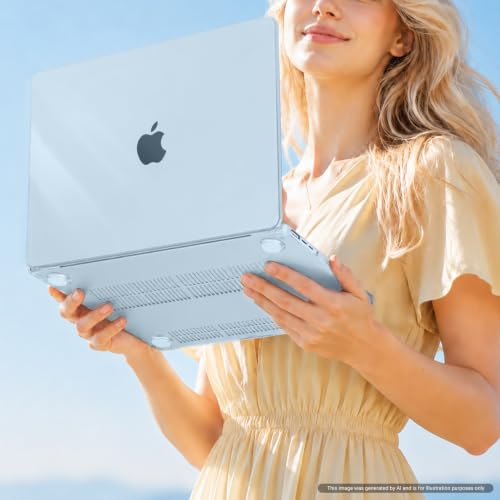MOSISO Compatible with MacBook Air 13 inch Case M5 2026 M4 M3 M2 2025-2022 | A3449 A3240 A3113 A2681, Hard Shell&Keyboard Cover&Screen Film&Pouch for MacBook Air 13.6 inch Case, Crystal Sky Blue - color: Crystal Sky Blue