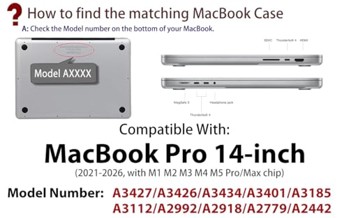 UESWILL Compatible with MacBook Pro 14 inch Case 2026-2021 Release with M5 M4 M3 M2 M1 Pro Max chip & Touch ID, Laptop Matte Hard Shell Protective Cover, Gray - color: Gray, size: MacBook Pro 14" (M1 M2 M3 M4 M5)