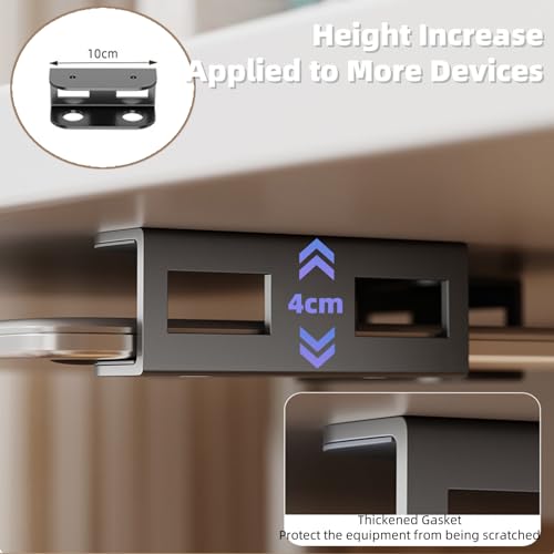 Under Desk Laptop Mount - Metal Under Desk Shelf Holder with Anti-Scratch, Laptop Wall Holder for Keyboard, Devices Thickness <1.6'' (White) - color: white