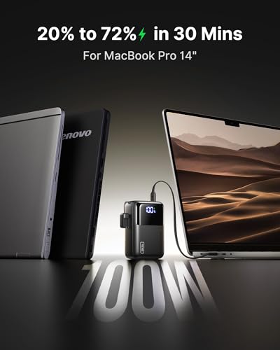 INIU Laptop Power Bank, Smallest 25000mAh 100W Fast Charging Battery Pack | USB C-Cable, Flight-Safe, Travel Essentials, Portable Charger for MacBook Pro, Dell, Steam Deck, iPhone etc, Metallic Black - color: Metallic Black