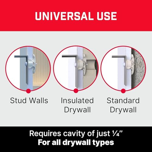 Bullfix Drywall Anchors and Screws Kit - Holds 255lbs - 6 Pack | Heavy Duty Drywall Anchors for Shallow Hollow Cavity, Dry Wall Screws, 13/16" Drill Bit, Dry Wall Kit - size: 6 Pack