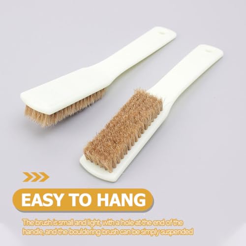 KALLORY 2pcs Boars Hair Cleaning Brush for Rock Climbing Holds with Sturdy Handle, 96-Hole Walnut Stone Scrubbing Tool for Outdoor Bouldering and Climbing Sports Supplies