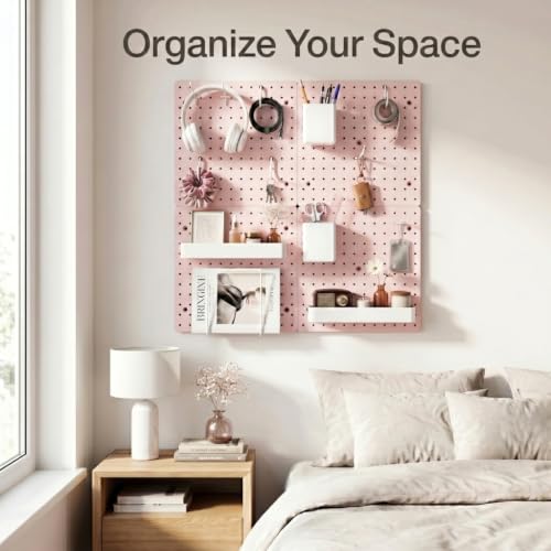 FZK 28-Packs Peg Board Organizer Accessories Kit, White | Includes ABS bins, shelves, book racks, and pegboard hooks, fits standard pegboards, ideal for home, office and craft room - color: White