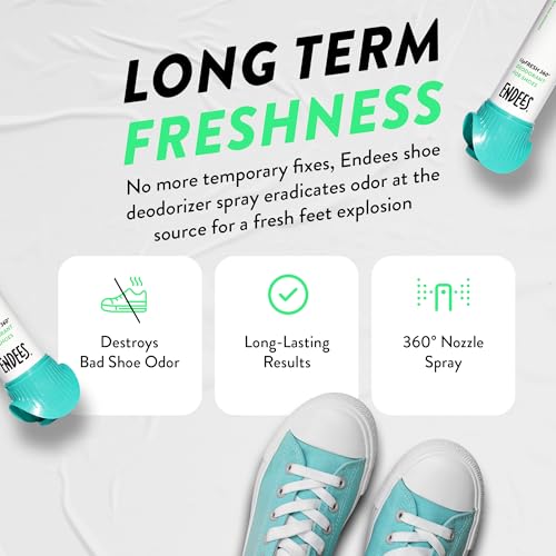 Endees UpFresh 360° Shoe Deodorizer Spray – 6 x 3.38 Fl Ozl I Foot Odor Eliminator Shoe Spray for Smelly Shoes, Feet, Sneakers, Boots, and Gym Bags, Stinky Smell Elimination Deodorant, Travel Size - size: 3.38 Ounce (Pack of 6)