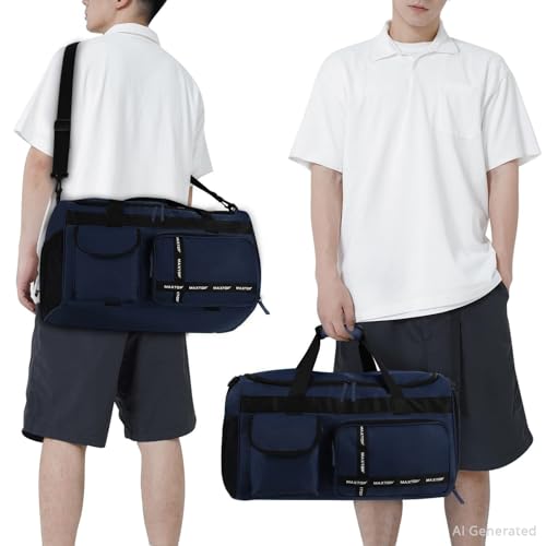 MAXTOP Gym Bag for Women Men Travel Duffle Bag Large Capacity Carry On Weekender Overnight Bag With Shoe Compartment Gym Tote Dry Wet Separation Duffel Bag for Travel - color: Dark Blue, style: Gym Bag