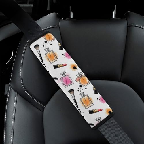 2 Pack Universal Fit Car Seat Belt Pad for Adult Use, All Vehicles, Perfume Lipstick Seat Belt Covers Cushion, Anti-Slip Pad - color: Pattern 395