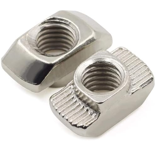 100 Pcs 2020 Series M3 T Nuts, T Slot Nut Hammer Head Fastener Nut, Nickel Plated Carbon Steel Nut for European Aluminum Profile,Drop in T Slot Nuts Assortment Kit(20-M3) - size: 20-M3（100 Pcs）