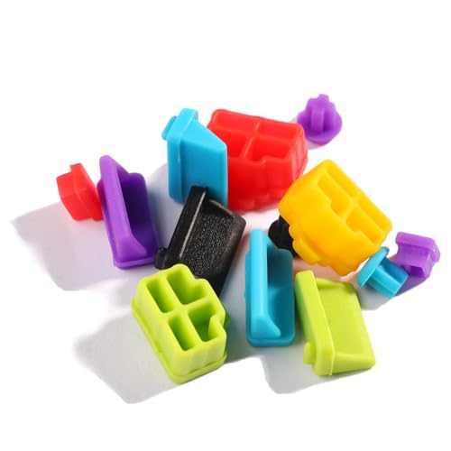 13Pcs/Set Protective Silicone USB RJ45 Port HDMI Interface Cover Anti-Dust Plug Dust Stopper Computer Accessories Dustproof Cover(Black) - color: black