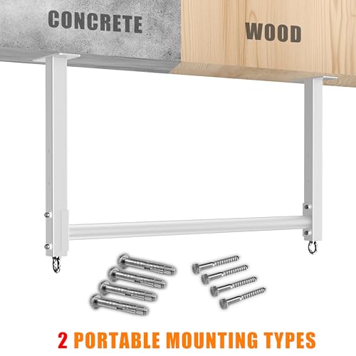 Ceiling Mounted Pull Up Bar, Heavy Duty 700 LBS Multi Grip Pull Up Bars, 16"/24" Rafter Chin Up Bar, Ceiling Joist for Garage/Gym/Basement with Comfortable Grip & Round Anchors, Easy to Install - color: White