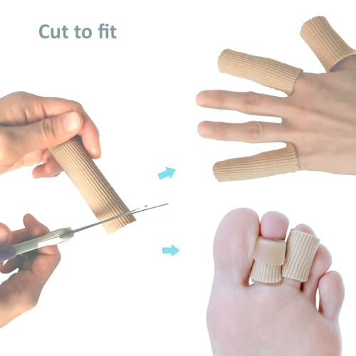 SOHLER 6 Packs Closed Toe Caps Finger Covers Sleeve Protectors, Stretchable Fabric Lined with Soft Gel (Small 3/8"x 2-1/2") - size: Small 3/8"x 2-1/2"