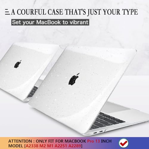 CISSOOK Clear Glitter Case for MacBook Pro 13 Inch 2020-2025 Release A2338 A2251 A2289, Plastic Bling Hard Shell Case with Keyboard Cover for MacBook Pro 13 M1 M2 Sparkly | 4in1 Set Plastic Bling Hard Shell Case with Keyboard Cover for MacBook Pro 13 M1 M