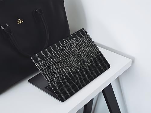 Crocodile Case for MacBook Air 13 Inch 2021 2020 2019 2018 M1 A2337 A2179 A1932, MacBook Air M1 Case, Aligator Skin Snakeskin PU Leather Hardshell & Keyboard Cover for Mac Air 13.3, Shiny Black - color: # Shiny Black Crocodile