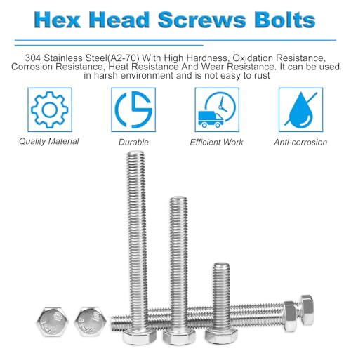 5 Pcs M10 Hex Bolts M10-1.5 x 100mm Hex Head Screw Bolt 304 Stainless Steel M10-1.5mm Hexagon Bolts Hex Head Screws, Metric Machine Fully Thread, Bright Finish - size: M10 -1.5x 100mm