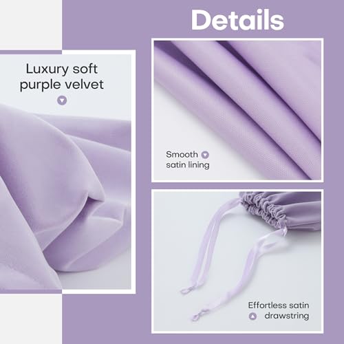 6 Pack Shoe Dust Bags, Velvet Drawstring Luxury Storage Bags for Shoes, Purses, Handbags & Cosmetics - Thick Dustproof Reusable Travel Organizer & Gift Pouch (Purple, 12 × 16 inches)