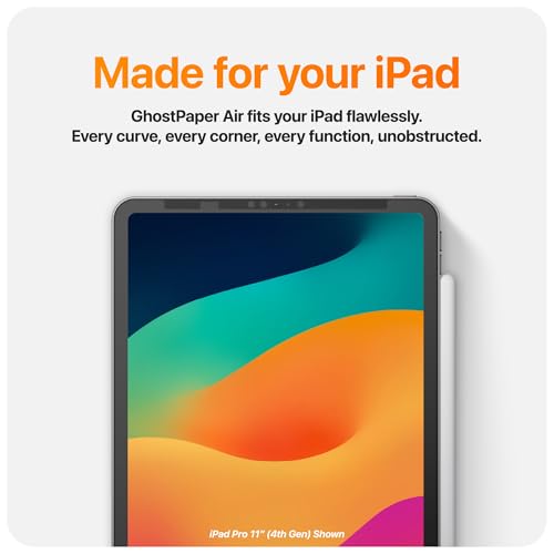 UPPERCASE GhostPaper Air Premium Detachable Paper Feel Writing Sketching Surface Screen Protector, Air-ttach Nano Suction Mounting, Compatible with iPad Air 13" M2/M3/M4 (2024-2026) - size: iPad Air 13" (2024+)