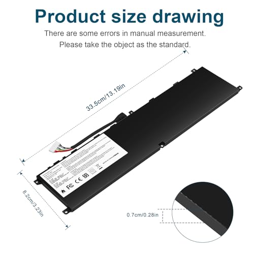 BTY-M6L MS-16Q2 MS-16Q3 Laptop Battery Compatible with MSI GS65 GS75 Stealth Thin 8RF 8SE 8SF 8SG 9RE 9SD 9SE 9SF 9SG PS63 PS42 8RB Modern 8RC 8SC P65 Creator 8RD 8RF 8RE 8SF 9SE P75 Creator 9SC 9SE - size: 13.19*3.23*0.28inch BTY-M6L