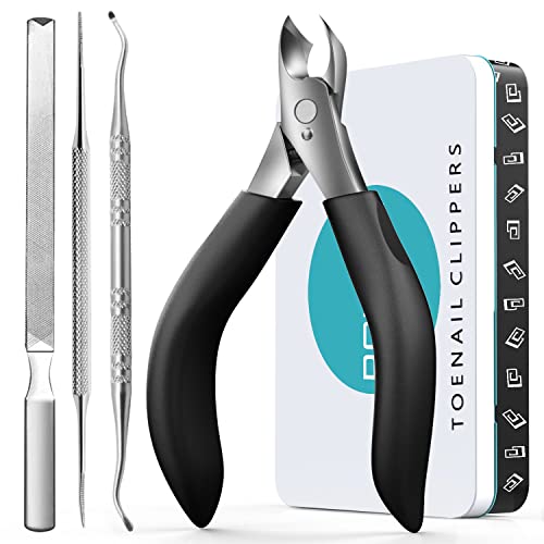 Toenail Clippers for Thick Nails for Seniors - Heavy Duty Toe Nail Clippers Kit with Long Handle for Men & Elderly with Inflexible Joints, Professional Nail Clippers Kit for Thickened Toenails (Black) - style: Creating Exquisite Nails - Black