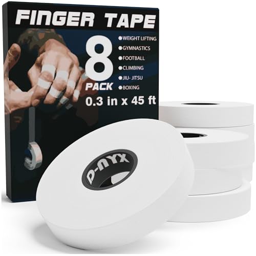 Finger Tape Athletic Sports Wrap, Black or White 0.3 inch or 1.5 inch Rock Climbing BJJ Jiu Jitsu MMA Grappling Martial Arts Volleyball Weight Training Wrestling Hand Tape (White, 0.3 inch)