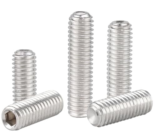 50Pcs M3-0.5 x 8mm Hex Socket Set Grub Screws,Headless Cup Point,Flat Point Grub Bolt,Internal Hex Drive,304 Stainless Steel,Headless Concave End,Metric External Thread,for Towel Rack Door Knob - size: M3-0.5 x 8mm(50)