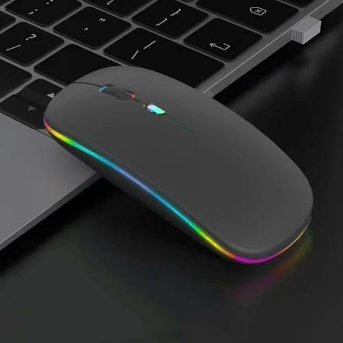 2 Pack Wireless Bluetooth Mouse,LED Dual Mode Rechargeable Silent Slim Laptop Mouse,Portable(BT5.2+USB Receiver) Dual Mode Computer Mice,for Laptop,Desktop Computer,Tablet,Phone,TV (Black+Grey) - color: 2 pack Black+Grey