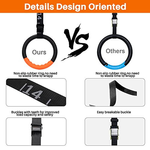 Gymnastic Rings with 15 FT Adjustable Straps Non-Slip Gymnastics Rings Pull Up Workout Rings for Home Gym Exercise, Training