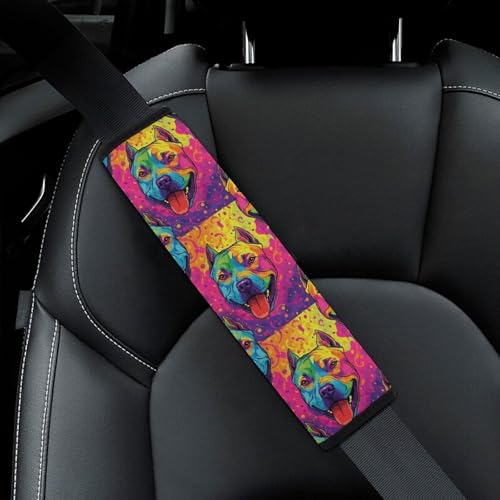 2 Pack Colorful Pitbull Car Seat Belt Pad Soft Padded Harness Pads Strap for Child, Car Seats Pushchair Strollers High Chair Pushchair, Anti-Slip Pad - color: Pattern 165