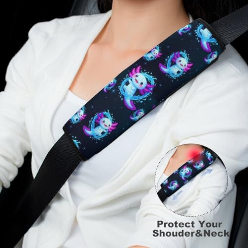 1 Pair Universal Soft and Comfortable Seat Belt Shoulder Pad for Adult Use, Stroller Pushchair High Chair, Purple Axolotl Neck Strap Covers, Anti-Slip Pad - color: Pattern 313