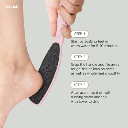 Wide Emery Foot File(Pink), Double-Sided Pedicure Tool, Colossal Professional Foot Scrubber for Men & Women, Effective for Cracked Heel, Callus Remover - color: Pink