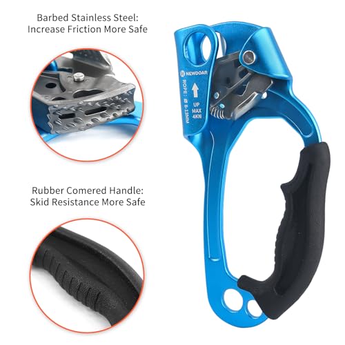 UIAA & CE Certified Hand Ascender Rock Climbing Tree Arborist Rappelling Gear Equipment Rope Clamp for 8~13MM Rope - color: Blue Pro-Right