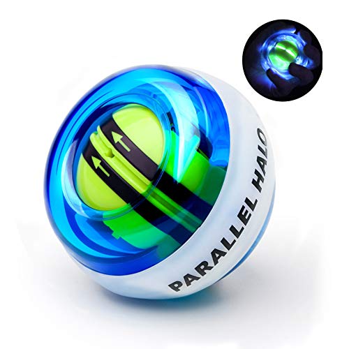 Power Wrist Ball AUTO Start Gyro Ball with LED Lights Forearm Exerciser Wrist Strengthener for Strengthening Muscle and Bones - color: Blue and White(Blue glow)