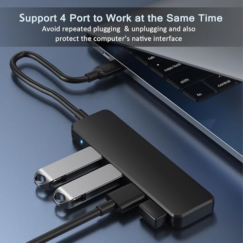 USB 3.0 Hub, 4 Port USB Hub Extender Splitter Ultra Slim USB-A Data Hub-1ft