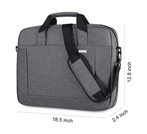 Voova 17.3-17 Inch Laptop Bag, Computer Bag, MacBook Bag, Gray | Expandable splash-proof 17.3-inch laptop messenger bag with removable strap; fits MacBook, HP, Dell, Lenovo and Asus - color: Gray, size: 17-17.3 Inch