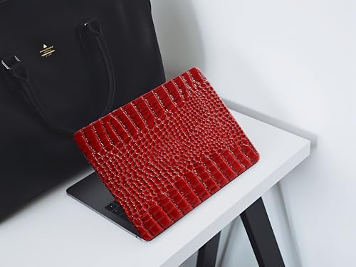 Crocodile Case for MacBook Air 13 inch M1 2022 2021 2020 2019 2018 A2337 A2179 A1932, Crocodile MacBook Air M1 Case, Aligator Skin Snakeskin PU Leather Hardshell & Keyboard Cover, Burgandy - color: # Shiny Burgandy Crocodile