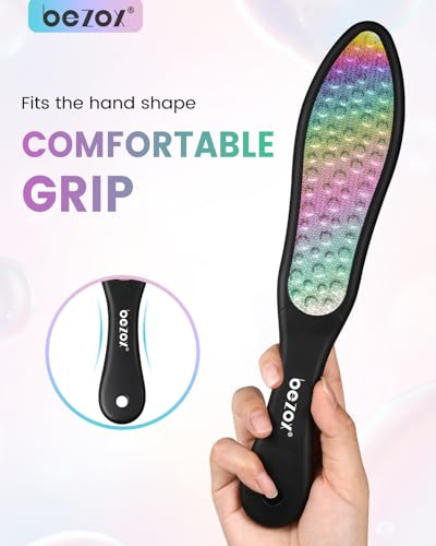 BEZOX Foot File Callus Remover(1 PCS), Double Sided Callus File Scraper, Foot Scrubber for Cracked Heel and Foot Corn Removal, Stainless Steel Pedicure File - Rainbow - style: Rainbow