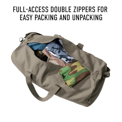 Rothco Heavy-Duty Canvas Shoulder Duffle Bag - Rugged Travel Gym Gear Equipment Bag - color: Earth Brown, size: 15 Inches