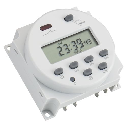Baomain Time Switch Relay,Digital LCD Programmable Timer,110V AC Input,200-250V 16A Output,28 Programs Daily/Weekly Schedule,CN101A for Lighting and Equipment Control - size: Timer