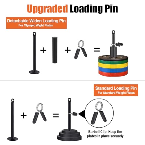 SERTT Weight Loading Pin fit 1 inch Standard and 2 inch Olympic Weight Plate, Gym Pin for Weight Stack with Heavy-Duty Carabiner, Weight Pin Attachment for Cable Pulley System LAT Pulldown - color: Black - 1 inch Standard and 2 inch Olympic Compatible