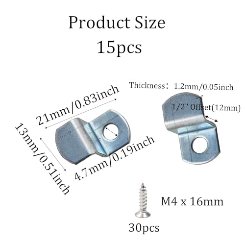 15PCS 1/2" Canvas Clips for Picture Framing, Offset Mounting Hardware with Screws for Art and Mirror Installation - size: 1/2"