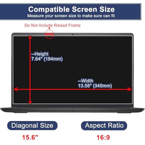 15.6" Screen Protector Tempered Glass for HP Laptop 15.6, Dell 15 Laptop, Lenovo V15/IdeaPad 15.6, Acer Aspire 15.6, ASUS VivoBook 15.6, Chromebook 15.6 & Other 15.6" 16:9 Lap-top(345x194mm/ W x H) - size: 15.6 inch 16:9