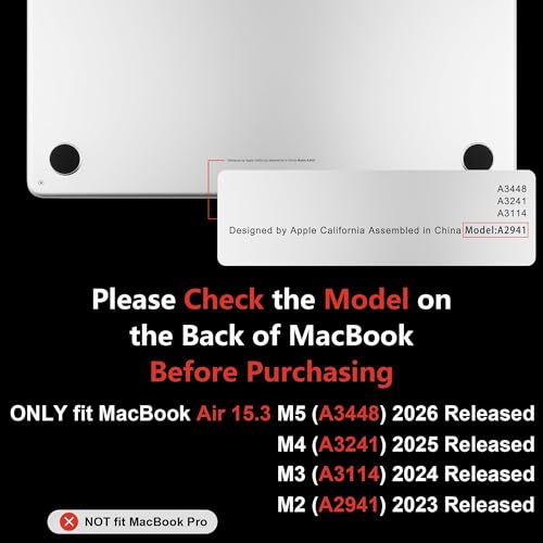 MEEgoodo for M5/M4/M3/M2 MacBook Air 15 inch Case 2026 2025 2024 2023, Case Fit Model (A3448/A3241/A3114/A2941) for MacBook Air 15.3 inch, Magenta&White Stripes - color: Magenta&White Stripes