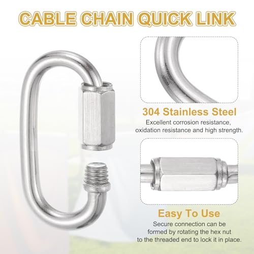 PATIKIL Security Cable Lock (5/32" Dia 1.6ft, Clear) Vinyl Coated 304 Stainless Steel Double Loop Flexible Wire Rope Safety Cable with Quick Links Locking Connectors - color: Clear, size: 5/32" x 1.6ft