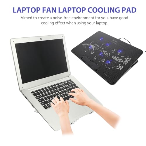 Laptop Cooling Pad with 6 Silent Fans 15.6-inch Adjustable Stand Black for Gaming and Office Use