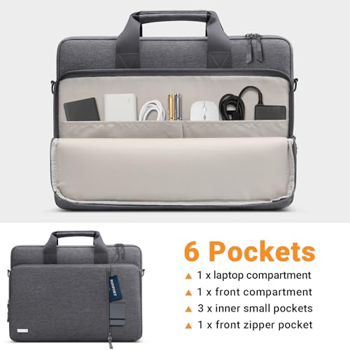 TECOOL 14 Inch Laptop Bag, 360 Protective Case Sleeve Messenger Bag | Waterproof Computer Briefcase with Shoulder Strap for 14 Inch Acer ASUS Lenovo HP Dell Laptop, MacBook Air 15,Dark Grey - color: Dark Grey, size: 14-15 Inch