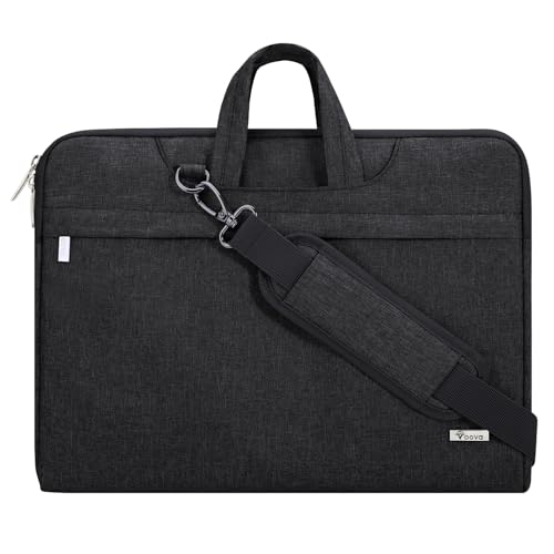 Voova Laptop Case 13 14 15 16 17 Inch with Shoulder Strap, Waterproof Laptop Bag Sleeve Slim Briefcase - color: Black, size: 17-17.3 Inch