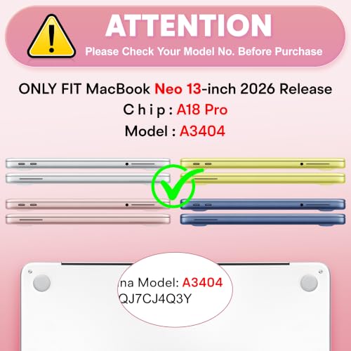 May Chen Compatible with MacBook Neo 13 inch Case 2026 Model A3404, Plastic Hard Shell,Keyboard Cover,Screen Protector,Dust Plug, for MacBook Neo 13" with A18 Pro Chip, Glitter Pink - color: Glitter Pink