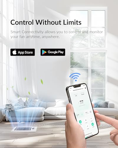 Howeall Super Quiet Register Booster Fan for 4" x 10" Register Holes, Smart Register Vent with Dual Intelligent Thermostat and WIFI App Control, Heating Cooling AC Vent Fan (White) - color: White, size: 4" x 10"