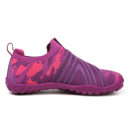 KUBUA Versatile Kids Water Shoes Boys Girls Quick Dry Swim Aqua Socks | Wide Toe Box, Lightweight, Barefoot-Style, Breathable, Beach, Pool, Kayak, Water Parks, Hiking, Toddler, Little Kid, Big Kid - color: Purple, size: 9 Toddler