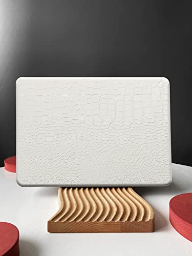 Compatible with Crocodile MacBook Air 13 inch Case 2021 2020 2019 2018 M1 A2337 A2179 A1932, Textured Elegant Luxury Aligator Skin Snakeskin PU Leather Hard Shell & Keyboard Cover, White - color: # White Crocodile